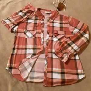 PASSPORT, GIRL. size 16 Salmon\Peach colored Flannel